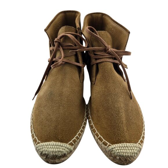 Saint Laurent Suede Fringe Espadrille Ankle Booties 7.5 37.5 Tan Designer Boho - Picture 4 of 13